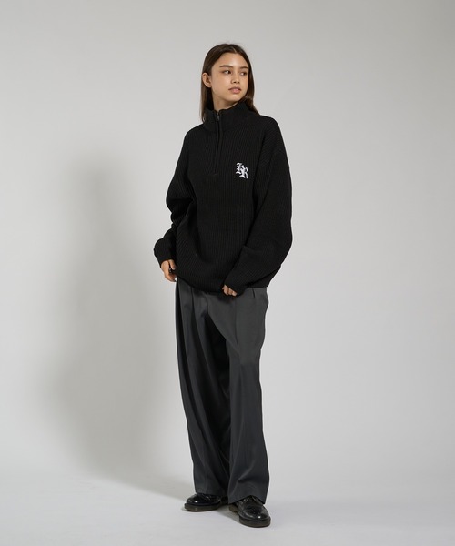 セール】LOGO VOLUME HALF ZIP KNIT/ロゴボリュームハーフジップニット