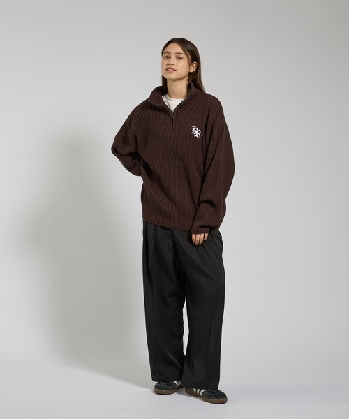 kutir(クティール)の「LOGO VOLUME HALF ZIP KNIT/ロゴボリュームハーフジップニット(ニット/セーター・レディース・ブラック/グレー/ブラウン・LARGE/MEDIUM)」の12枚目の写真