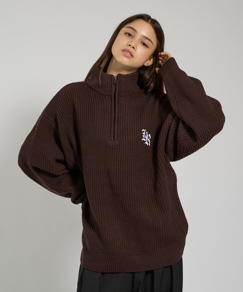kutir(クティール)の「LOGO VOLUME HALF ZIP KNIT/ロゴボリュームハーフジップニット(ニット/セーター・レディース・ブラック/グレー/ブラウン・LARGE/MEDIUM)」の15枚目の写真