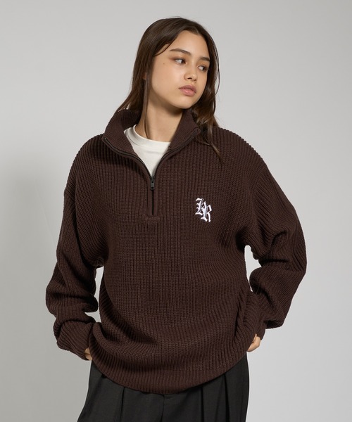kutir(クティール)の「LOGO VOLUME HALF ZIP KNIT/ロゴボリュームハーフジップニット(ニット/セーター・レディース・ブラック/グレー/ブラウン・LARGE/MEDIUM)」の17枚目の写真