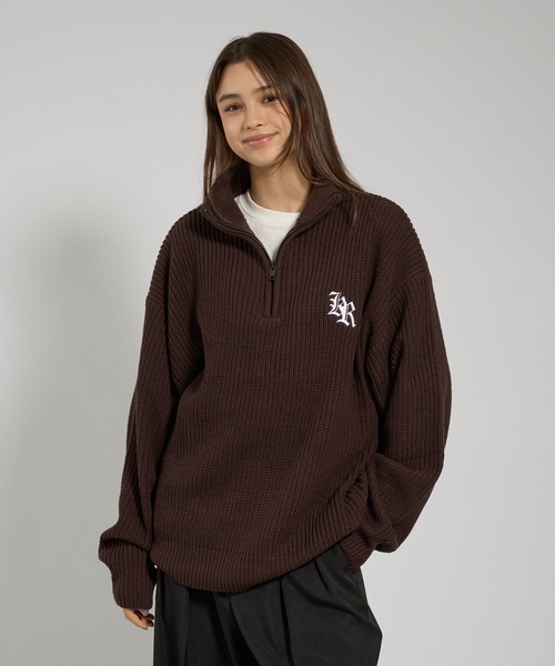 kutir(クティール)の「LOGO VOLUME HALF ZIP KNIT/ロゴボリュームハーフジップニット(ニット/セーター・レディース・ブラック/グレー/ブラウン・LARGE/MEDIUM)」の18枚目の写真
