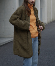 zootie（ズーティー）の「【着ぶくれしにくいgoodなバランス】 Good-Balance ボアアウター［ハーフコート］（ノーカラーコート）」