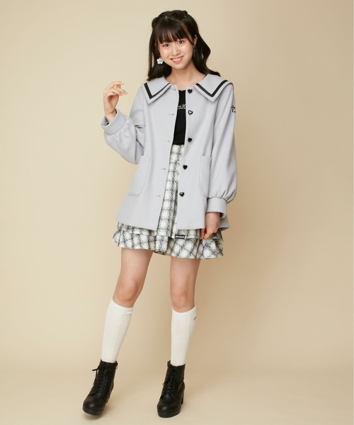 JENNI love ベロアリボンセーラーコート オフホワイト 160 【新品】 JENNI love（ジェニィラブ）の「【リボン取り外し可能】ベロア