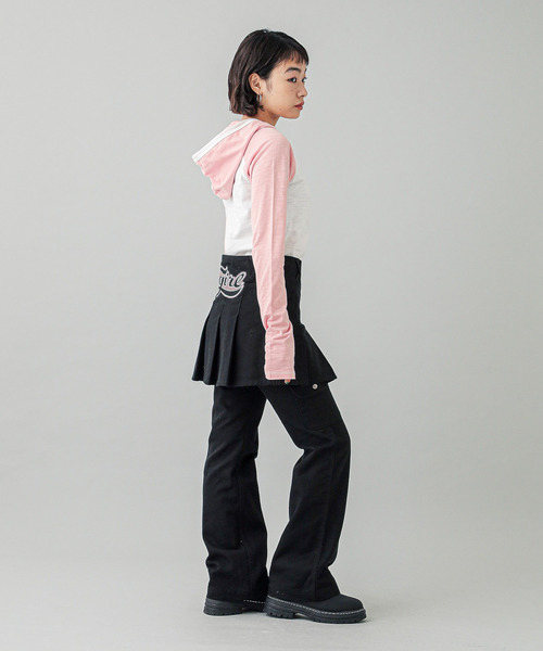 X-girl(エックスガール)の「RAGLAN L/S HOODIE(パーカー・レディース・ベージュ/ブラック/ホワイト・S/M)」の9枚目の写真