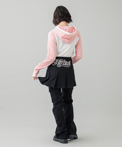 X-girl(エックスガール)の「RAGLAN L/S HOODIE(パーカー・レディース・ベージュ/ブラック/ホワイト・S/M)」の13枚目の写真