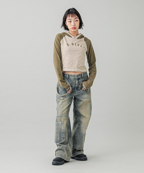 X-girl(エックスガール)の「RAGLAN L/S HOODIE(パーカー・レディース・ベージュ/ブラック/ホワイト・S/M)」の20枚目の写真