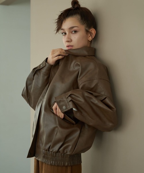 【Nu】オーバーサイズフェイクレザージャケット（ブルゾン）｜Nu（Hi! ONLINE STORE）（ニュー）