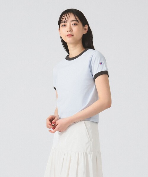 Ray BEAMS(レイビームス)の「【別注】Champion / リンガー Tシャツ(Tシャツ/カットソー・レディース・ナチュラル/サックスブルー/レッド系その他4・MEDIUM)」の4枚目の写真