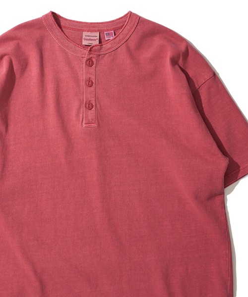 Goodwear(グッドウェア)の「【Goodwear/グッドウェア】7.6オンス USAコットン 無地 製品染めヘンリーネックTシャツ(Tシャツ/カットソー・メンズ・チャコールグレー/スモークピンク/ダークブルー・MEDIUM/LARGE/X-LARGE)」の3枚目の写真