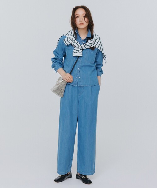 J.PRESS(ジェイプレス)の「【洗える】5ozバージラコンパクト デニム イージーパンツ(デニムパンツ・レディース・ダルブルー系/ネイビー系・11/9/7)」の5枚目の写真