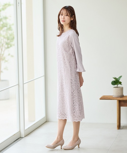 8分袖レースワンピース（ワンピース）｜Honeys（ハニーズ）の