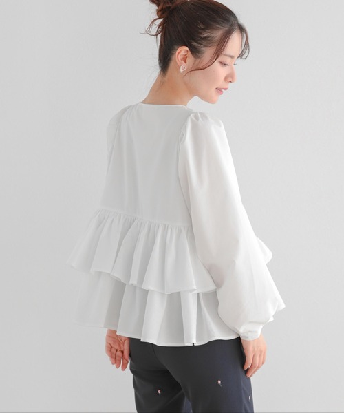 Fit more(フィットモア)の「パールボタンペプラムフリルブラウス(シャツ/ブラウス・レディース・ピンク/ブラック/ホワイト・FREE)」の6枚目の写真