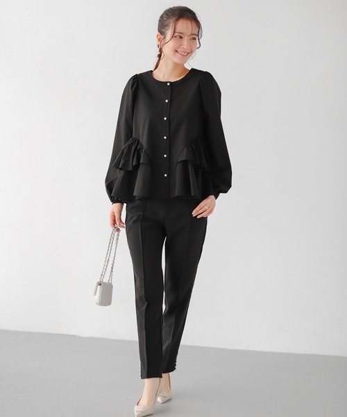 Fit more(フィットモア)の「パールボタンペプラムフリルブラウス(シャツ/ブラウス・レディース・ピンク/ブラック/ホワイト・FREE)」の10枚目の写真