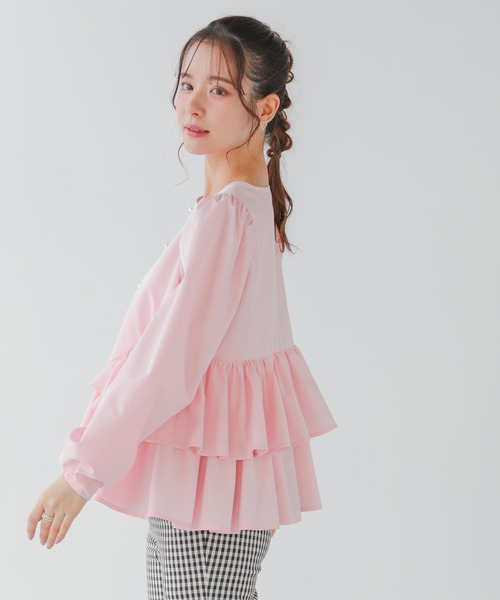 Fit more(フィットモア)の「パールボタンペプラムフリルブラウス(シャツ/ブラウス・レディース・ピンク/ブラック/ホワイト・FREE)」の15枚目の写真