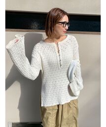 Ungrid | ヘンリーネック透かし編みルーズニット(ニット/セーター)
