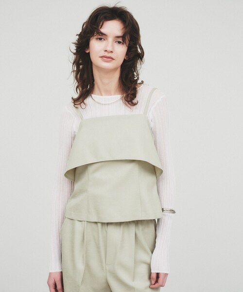 cloenc(クロエンス)の「【セットアップ/手洗い可】イレヘムフリルキャミソール(シャツ/ブラウス・レディース・ブラック/ブラウン/ピンク/ライトグリーン・02)」の5枚目の写真