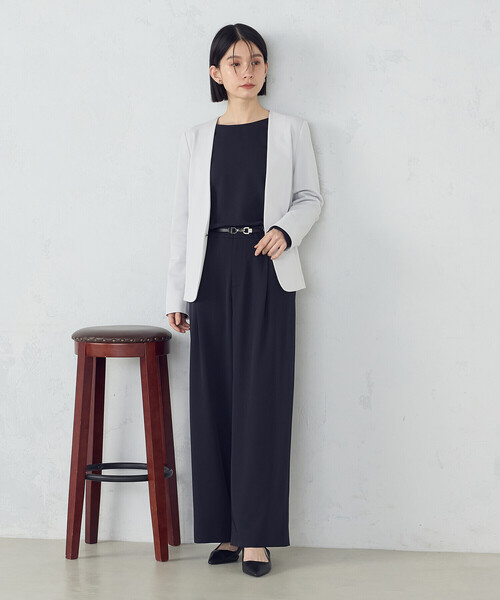 COMME CA ISM（コムサイズム）の「鹿の子ノーカラージャケット（ノーカラージャケット・レディース・ネイビー/ライトグレー・X-LARGE/X-SMALL/SMALL/MEDIUM/LARGE）」の3枚目の写真