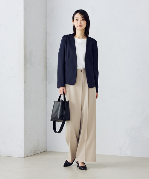 COMME CA ISM（コムサイズム）の「鹿の子ノーカラージャケット（ノーカラージャケット・レディース・ネイビー/ライトグレー・X-LARGE/X-SMALL/SMALL/MEDIUM/LARGE）」の12枚目の写真