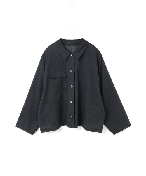 mizuiroind(ミズイロインド)の「mizuiro ind シアーショートカバーオール(シャツ/ブラウス・レディース・ブラック/ネイビー/オフホワイト・FREE)」の3枚目の写真