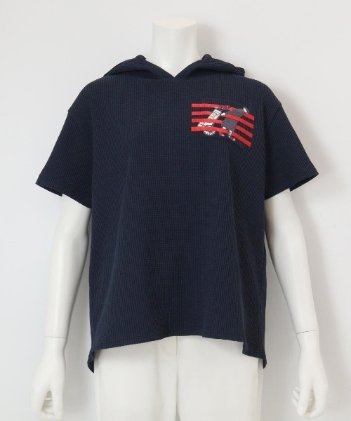 Picone CLUB(ピッコーネクラブ)の「ワッフルプルパーカー(パーカー・レディース・ベージュ/ネイビー/ホワイト・S/M/L)」の1枚目の写真