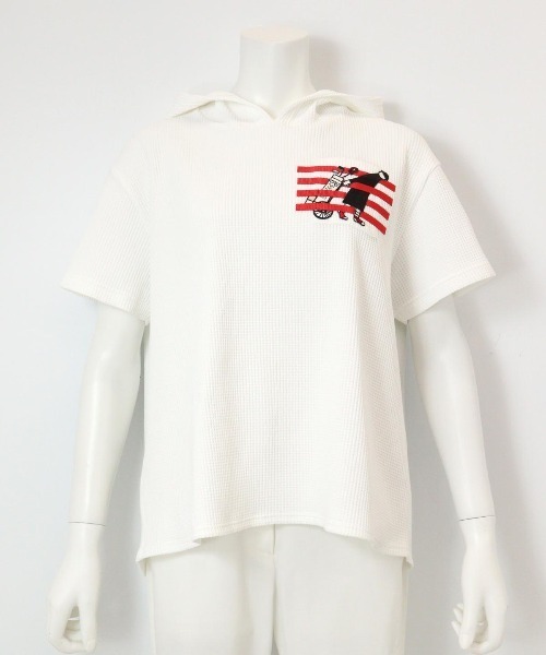Picone CLUB(ピッコーネクラブ)の「ワッフルプルパーカー(パーカー・レディース・ベージュ/ネイビー/ホワイト・S/M/L)」の2枚目の写真