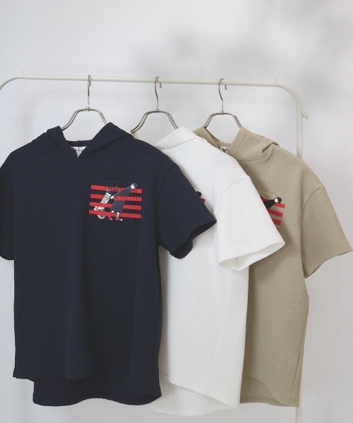 Picone CLUB(ピッコーネクラブ)の「ワッフルプルパーカー(パーカー・レディース・ベージュ/ネイビー/ホワイト・S/M/L)」の5枚目の写真