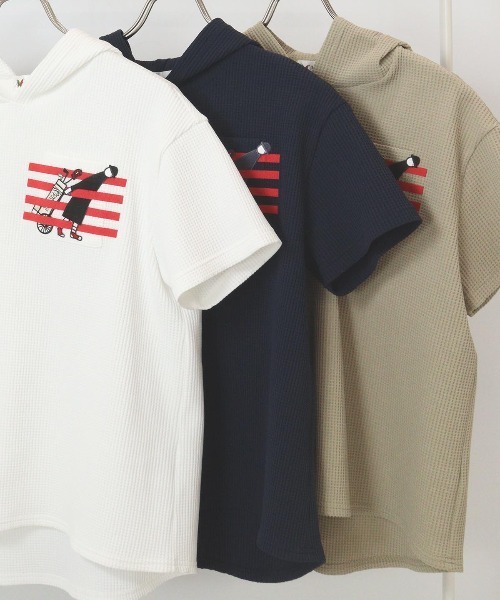 Picone CLUB(ピッコーネクラブ)の「ワッフルプルパーカー(パーカー・レディース・ベージュ/ネイビー/ホワイト・S/M/L)」の6枚目の写真