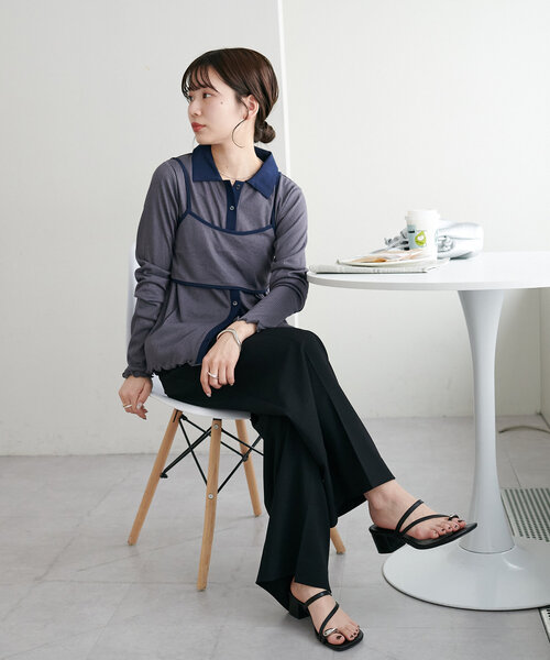DISCOAT（ディスコート）の「【WEB限定】ビスチェ付ポロ（Tシャツ/カットソー・レディース・アイボリー/チャコールグレー・MEDIUM）」の19枚目の写真