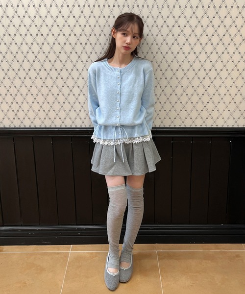 by muni:r（バイ ムニール）の「[NEWカラー追加！][お気に入り登録数17,000突破！]パールレースストリングニットカーディガン（ニット/セーター・レディース・アイボリー/グレー/ブラック/スカイブルー・FREE）」の20枚目の写真