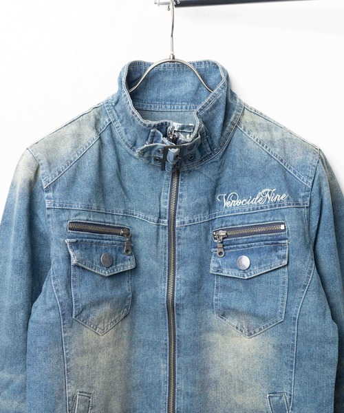 B.I.D.（ビーアイディー）の「《Growth by Grail》シングルライダースデニムブルゾン（ライダースジャケット・メンズ・ライトブルー/ブルー・LARGE/X-LARGE/MEDIUM）」の5枚目の写真