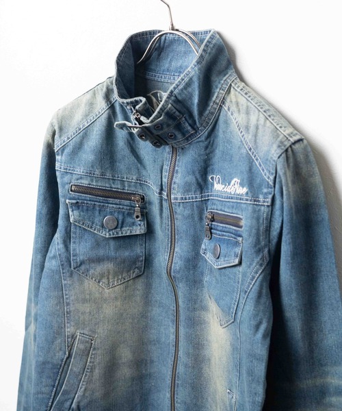 B.I.D.（ビーアイディー）の「《Growth by Grail》シングルライダースデニムブルゾン（ライダースジャケット・メンズ・ライトブルー/ブルー・LARGE/X-LARGE/MEDIUM）」の6枚目の写真