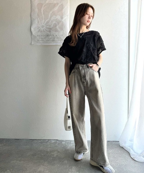 classicalelf(クラシカルエルフ)の「大人のおしゃれ度ワンランクアップ。チュールフラワーコード刺繍半袖Tシャツ(Tシャツ/カットソー・レディース・チャコール/ホワイト/ブラック・LARGE/MEDIUM/SMALL/X-LARGE)」の20枚目の写真