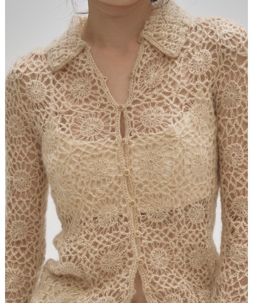 TODAYFUL（トゥデイフル）の「Mohair Crochet Knitshirts（Tシャツ/カットソー・レディース・アイボリー/チャコールグレー・FREE）」の7枚目の写真