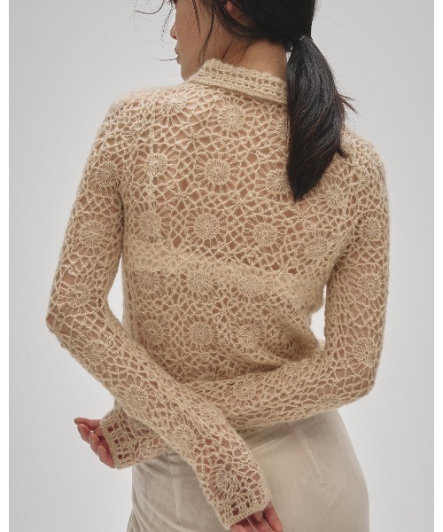 TODAYFUL（トゥデイフル）の「Mohair Crochet Knitshirts（Tシャツ/カットソー・レディース・アイボリー/チャコールグレー・FREE）」の9枚目の写真