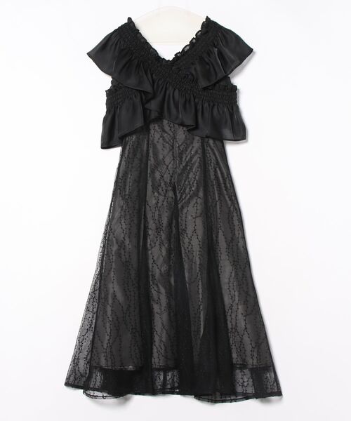 AIMER（エメ）の「フリルブラウス×フローライン刺繍キャミソールワンピース セットパーティードレス　結婚式　お呼ばれ　ドレス　20代 30代（ドレス・レディース・イエロー/ブラック/グレイッシュブルー・LARGE/MEDIUM/SMALL）」の7枚目の写真