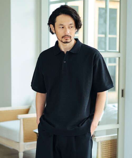 B:MING by BEAMS(ビーミングバイビームス)の「<ビジカジ対応> 吸水速乾 UVカット 抗菌防臭 マルチ ファンクション ポロシャツ(ポロシャツ・メンズ・ブラック/オフホワイト/ネイビー・SMALL/MEDIUM/LARGE/X-LARGE)」の1枚目の写真