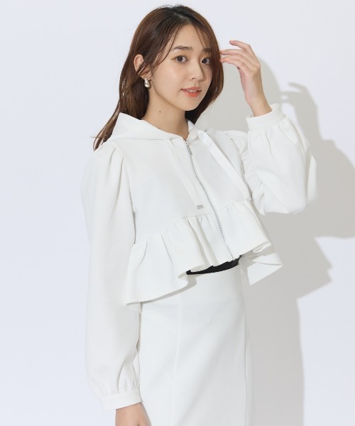 AND COUTURE（アンドクチュール）の「ペプラムパーカーセットアップ（セットアップ・レディース・ブラック/カーキ/オフホワイト・FREE）」の13枚目の写真