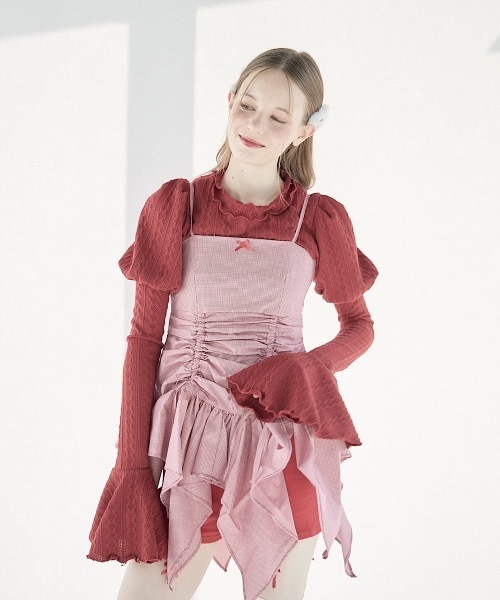 lilLilly（リルリリー）の「フレアスリーブアンサンブル（アンサンブル・レディース・アイボリー/ブラック/レッド・FREE）」の3枚目の写真