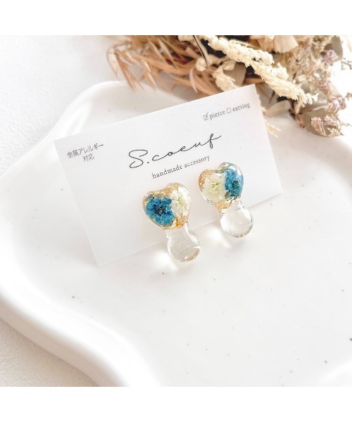 tone(トーン)の「【S.coeuf】【S.coeuf】金属アレルギー対応ピアス フォンダンハート×かすみ草(MA)(ピアス(両耳用)・レディース・パープル/ライトブルー/ブルー/オレンジ/ピンク・FREE)」の9枚目の写真