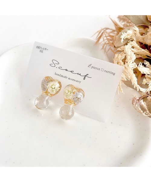 tone(トーン)の「【S.coeuf】【S.coeuf】金属アレルギー対応ピアス フォンダンハート×かすみ草(MA)(ピアス(両耳用)・レディース・パープル/ライトブルー/ブルー/オレンジ/ピンク・FREE)」の6枚目の写真