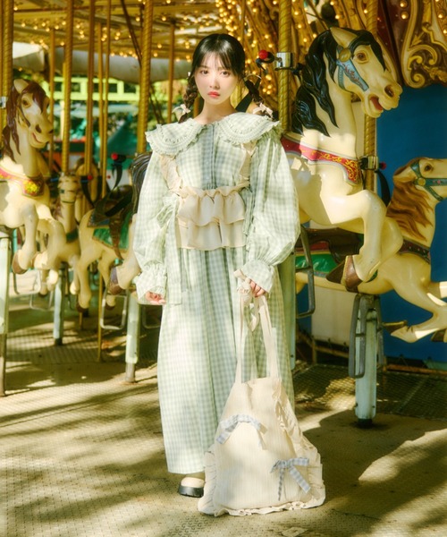 kutir（クティール）の「【クティールとレトロ】フリルリボントートバッグ（トートバッグ・レディース・オフホワイト/ホワイト系その他/ベージュ系その他/ベージュ・FREE）」の12枚目の写真