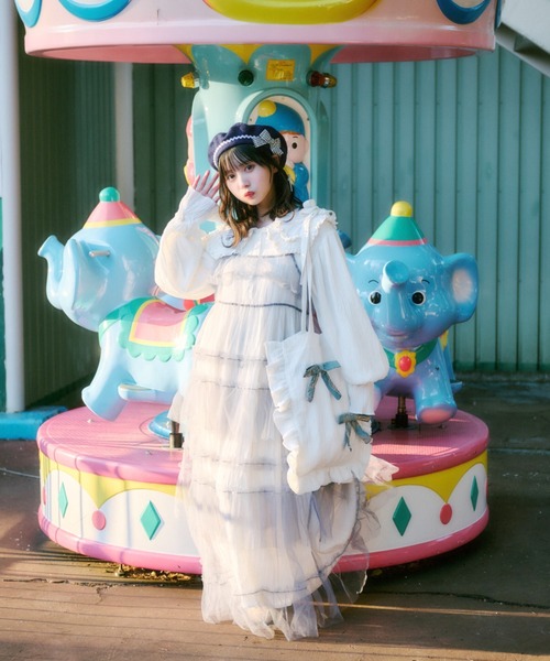 kutir（クティール）の「【クティールとレトロ】フリルリボントートバッグ（トートバッグ・レディース・オフホワイト/ホワイト系その他/ベージュ系その他/ベージュ・FREE）」の16枚目の写真