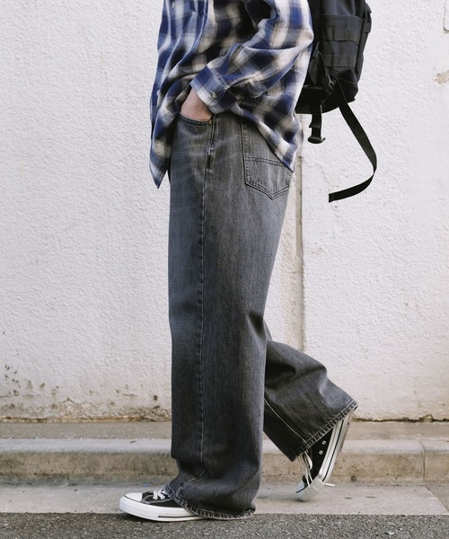 GUNG HO（ガンホー）の「GUNGHO/ガンホー DENUM BAGGY PANTS デニムバギーパンツ ルーズシルエット（デニムパンツ・メンズ・ホワイト/ライトブルー/ブラック・M/XL/L）」の3枚目の写真