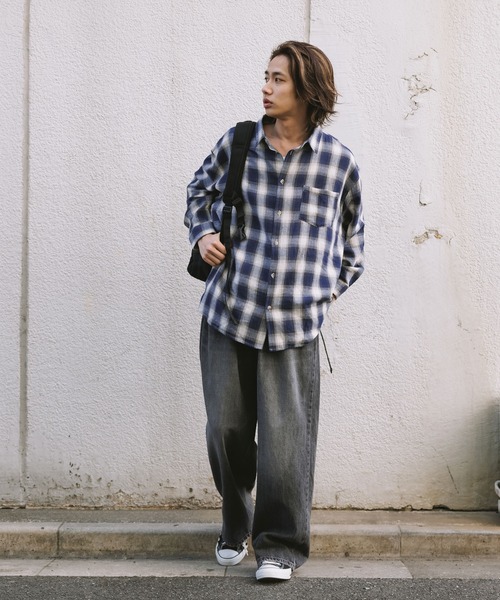 GUNG HO（ガンホー）の「GUNGHO/ガンホー DENUM BAGGY PANTS デニムバギーパンツ ルーズシルエット（デニムパンツ・メンズ・ホワイト/ライトブルー/ブラック・M/XL/L）」の19枚目の写真