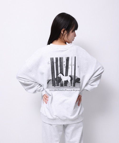 Common Noun（コモン ナウン）の「“HORSE” Tsuguya Ishii クルースウェット（スウェット・レディース・ブラウン/杢グレー・M/L）」の9枚目の写真