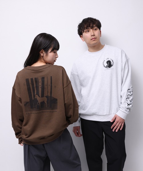 Common Noun（コモン ナウン）の「“HORSE” Tsuguya Ishii クルースウェット（スウェット・レディース・ブラウン/杢グレー・M/L）」の13枚目の写真