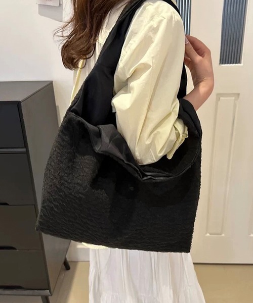 shopnikoniko(ショップニコニコ)の「トートバッグ A4 ふくれジャガード チュールレース パステルカラー(トートバッグ・レディース・ブルー/ブラック/ピンク/ホワイト/パープル・フリー)」の13枚目の写真