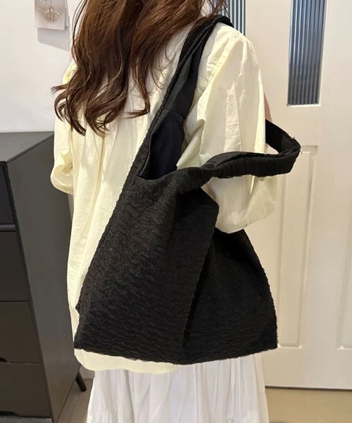 shopnikoniko(ショップニコニコ)の「トートバッグ A4 ふくれジャガード チュールレース パステルカラー(トートバッグ・レディース・ブルー/ブラック/ピンク/ホワイト/パープル・フリー)」の12枚目の写真