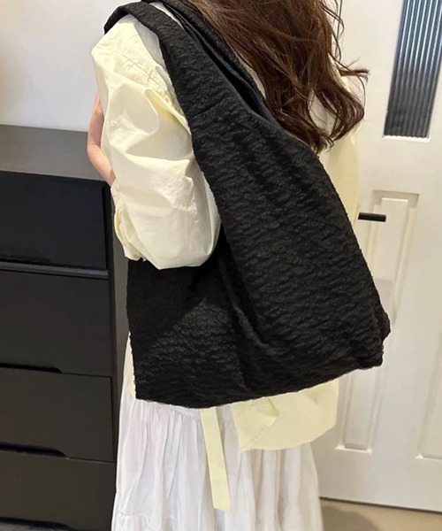 shopnikoniko(ショップニコニコ)の「トートバッグ A4 ふくれジャガード チュールレース パステルカラー(トートバッグ・レディース・ブルー/ブラック/ピンク/ホワイト/パープル・フリー)」の14枚目の写真