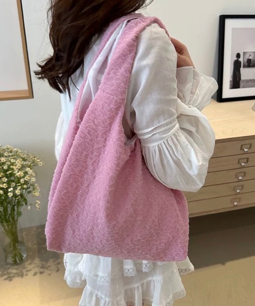 shopnikoniko(ショップニコニコ)の「トートバッグ A4 ふくれジャガード チュールレース パステルカラー(トートバッグ・レディース・ブルー/ブラック/ピンク/ホワイト/パープル・フリー)」の16枚目の写真
